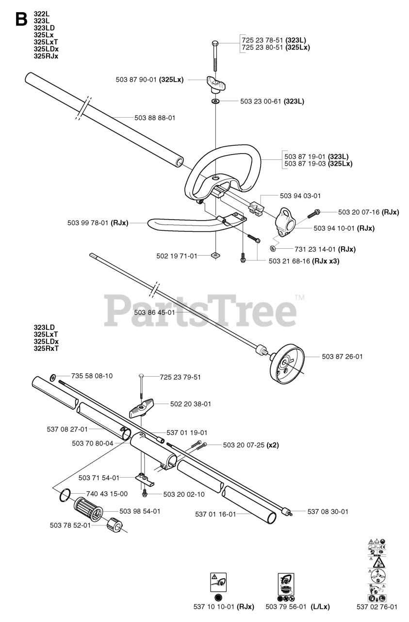 Husqvarna 325 L Husqvarna String Trimmer Sn 20020100001 20190500000 Shaft And Handle 3 1609