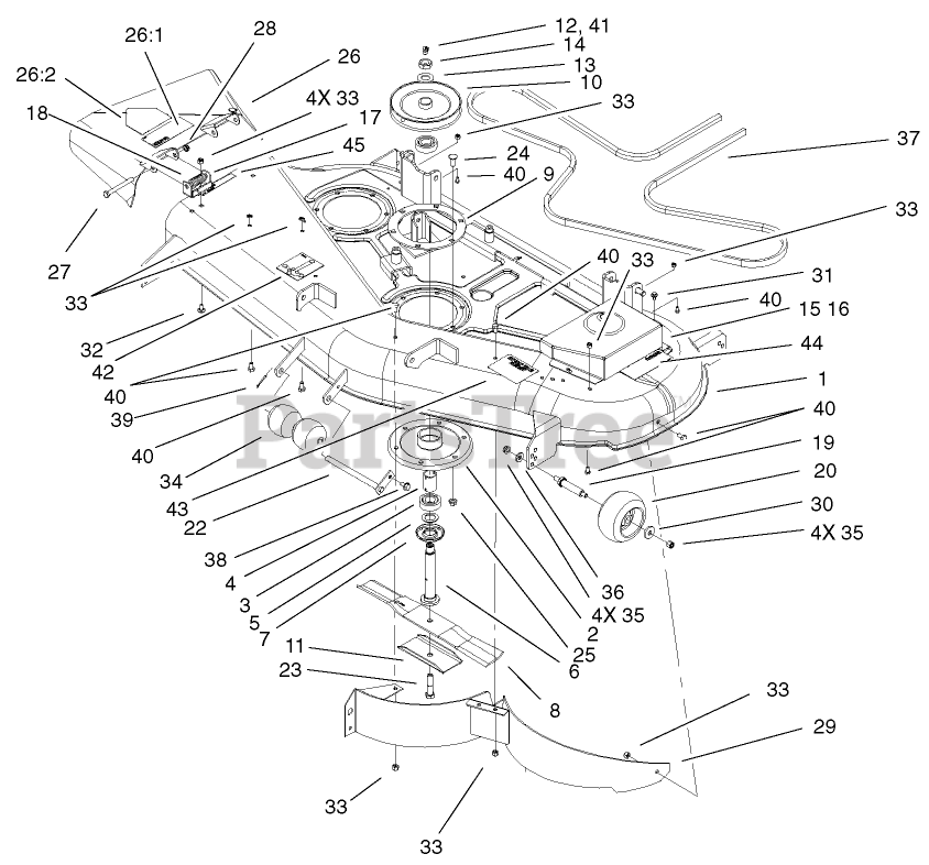 Toro Parts on the DECK ASSEMBLY Diagram for 74701 (Z 17-52) - Toro ...