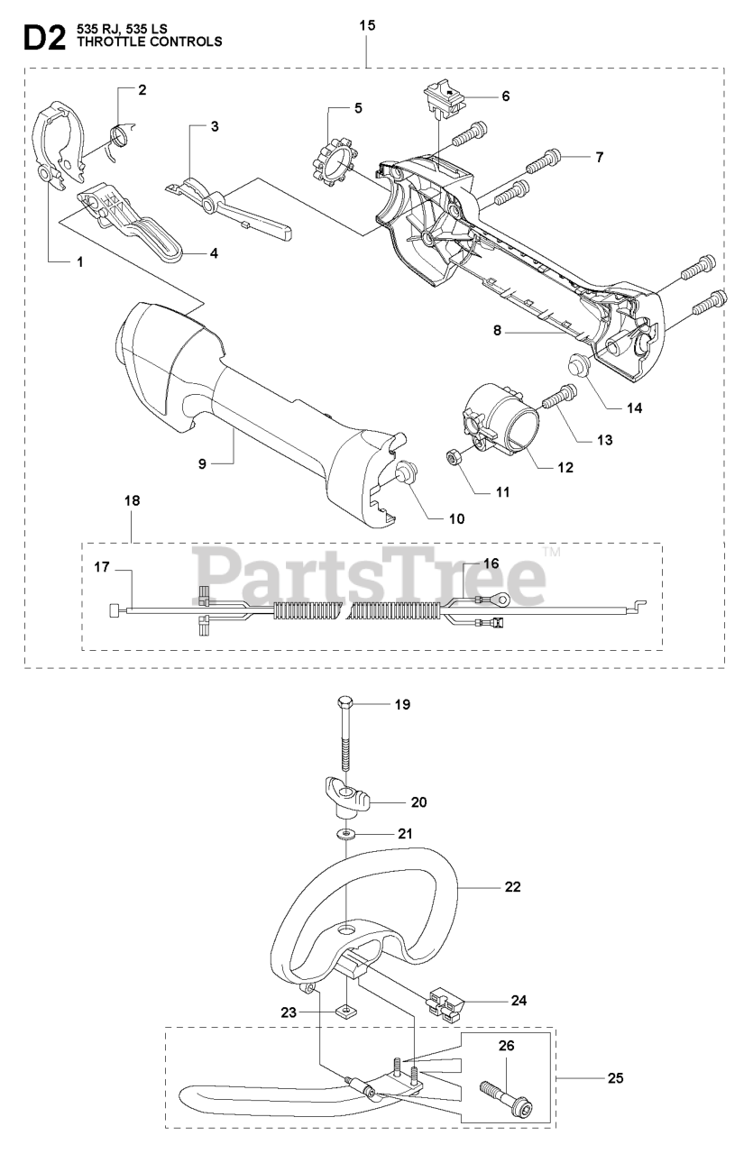 Husqvarna 535 LS Husqvarna Brush Cutter THROTTLE CONTROLS Parts