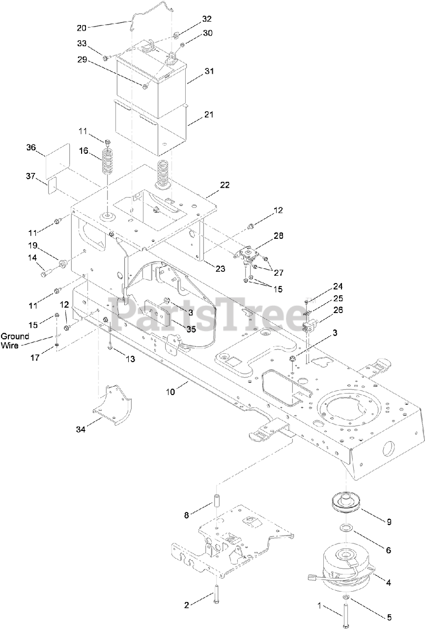 Toro 14AQ81RP848 (GT 2200) - Toro Garden Tractor (2009) FRAME, BATTERY ...