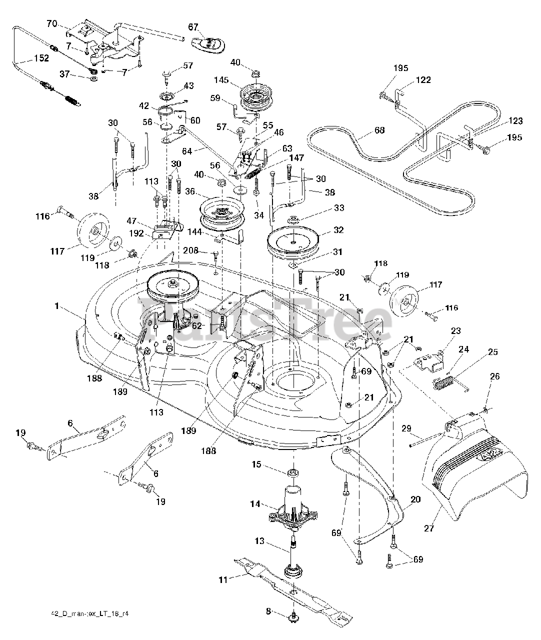 Poulan XT 195H42LT (960420121-01) - Poulan XT Lawn Tractor (2011-04 ...