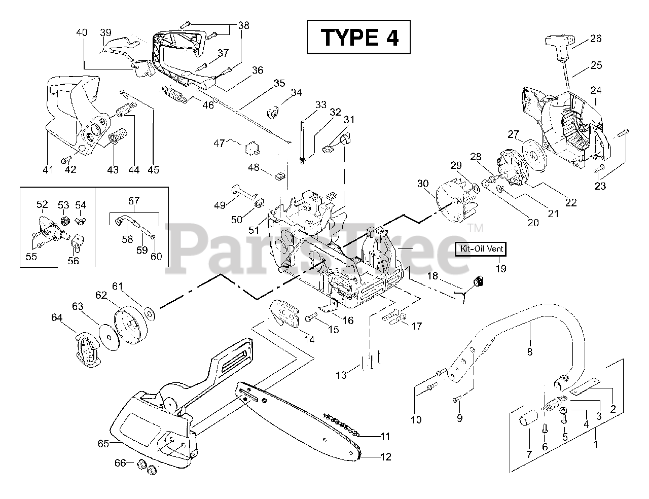 Poulan Pro PP 221 - Poulan Pro Chainsaw, Type 4 Chassis & Handle ...