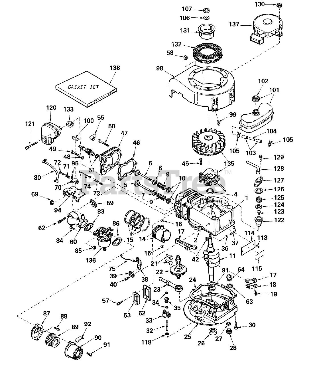 Toro 62853 - Toro Shredder (SN: 003000001 - 003999999) (1973) ENGINE ...