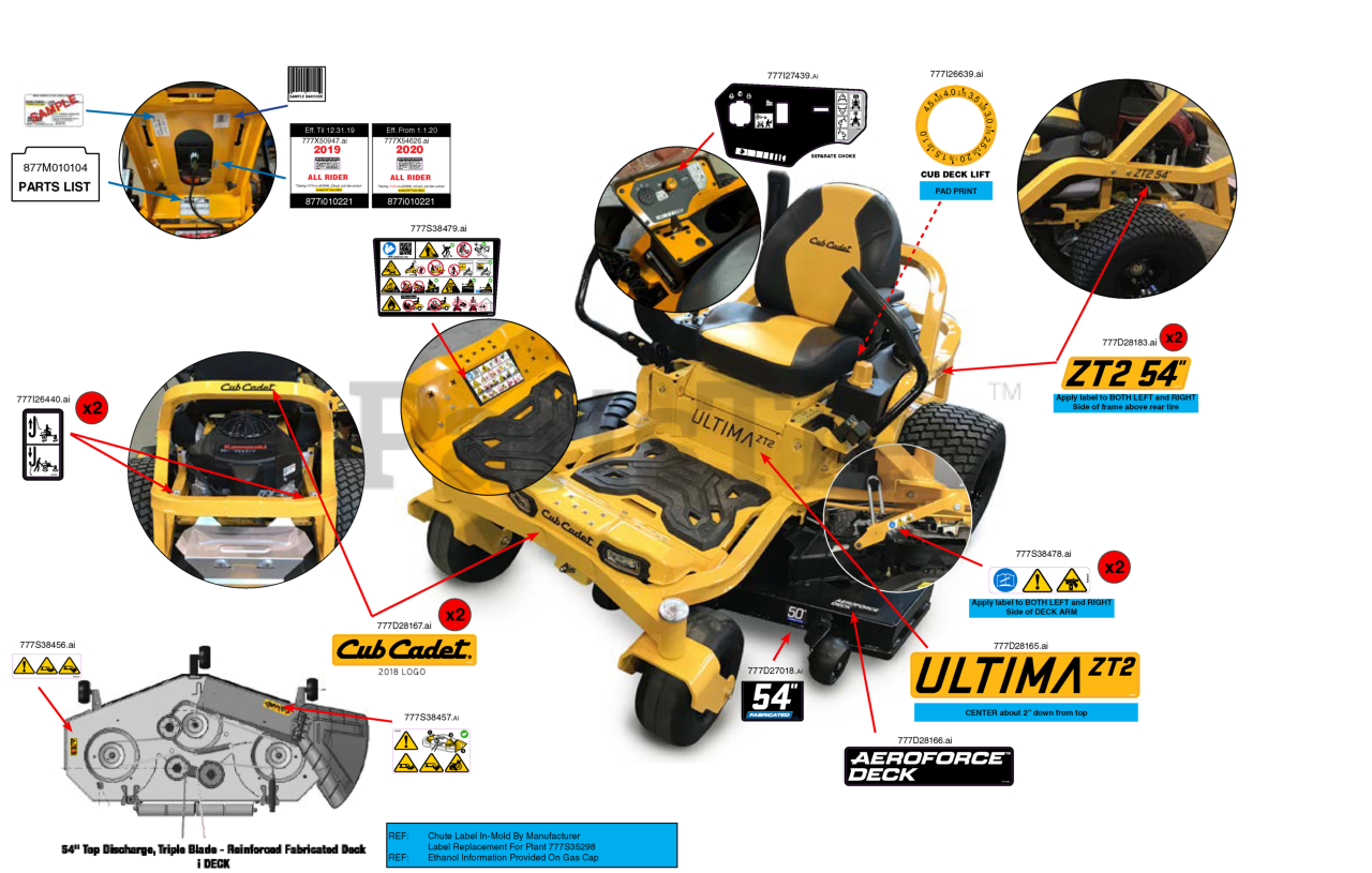 Cub Cadet ZT254 KW FAB (17RIEACI010) Cub Cadet Ultima 54" ZeroTurn