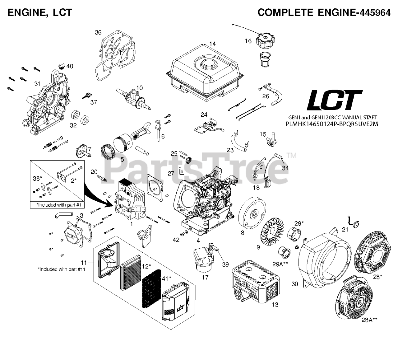 Husqvarna PLMHK14650124P Husqvarna LCT Engine ENGINE445964us Parts