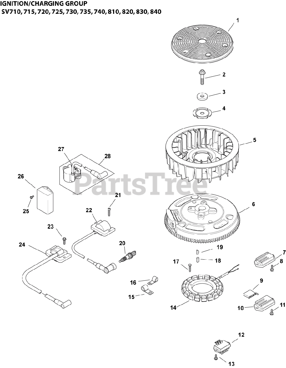 Kohler SV740-3028 - Kohler Courage Twin Engine, Made for MTD, 27hp, 20 ...