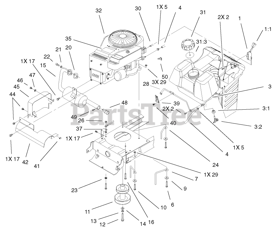 Toro 71282 (17-44 HXLE) - Toro Lawn Tractor (SN: 210000001 - 210999999 ...