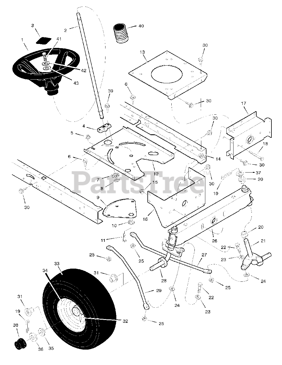 Scotts 42544x8B - Scotts 42" Lawn Tractor (1998) Steering Parts Lookup