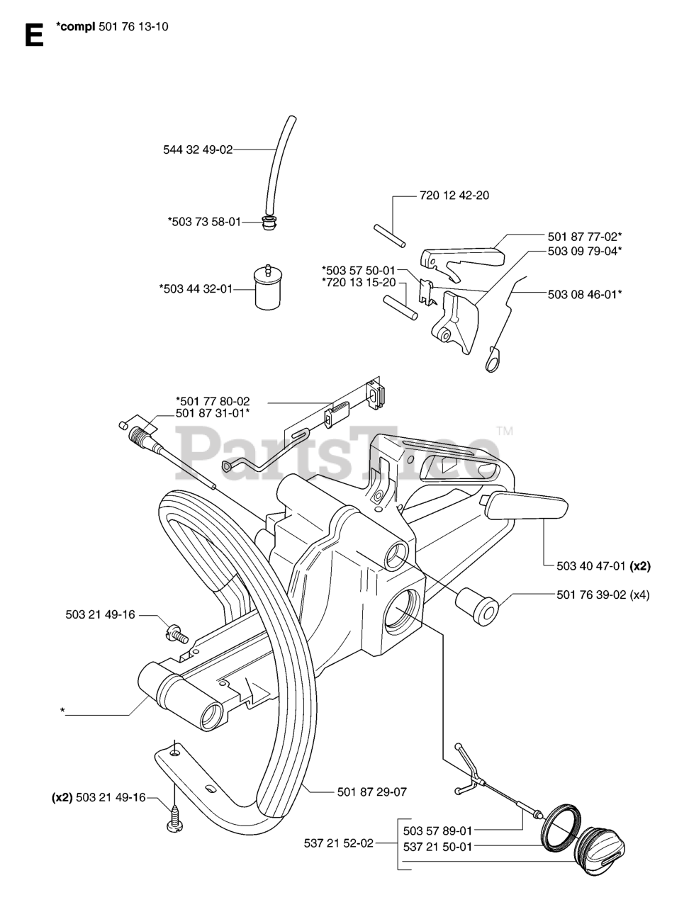 Husqvarna 55 Rancher Husqvarna Chainsaw Sn 20070500001 20101400000 Fuel Tank Parts Lookup