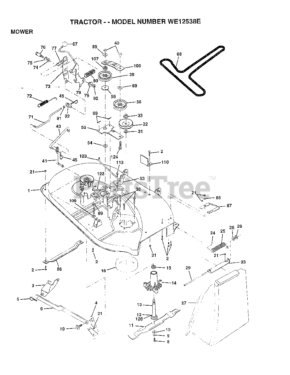 Weed Eater WE 12538 E Weed Eater Lawn Tractor (1997) MOWER Parts