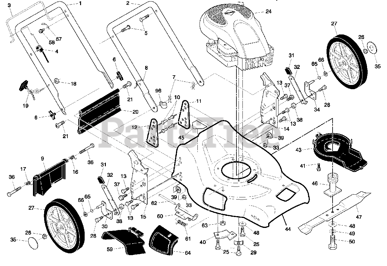 Poulan Pro Pr 600y21rhpx 961420038 00 Poulan Pro Walk Behind Mower 2007 01 Frame Parts 9937