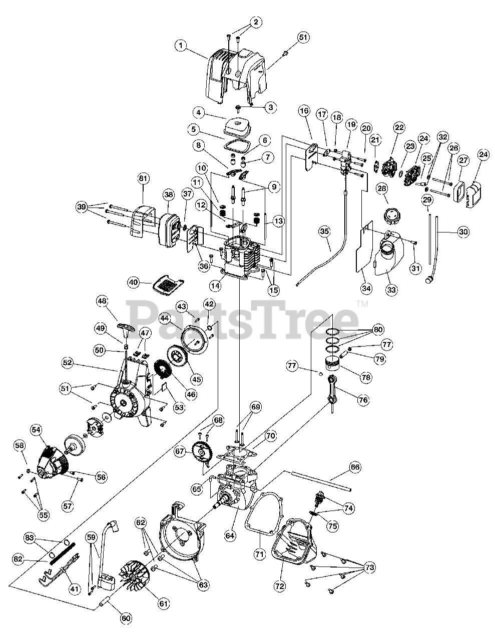 Troy-Bilt TB 415 CS (41ADT41C711) - Troy-Bilt String Trimmer Engine ...