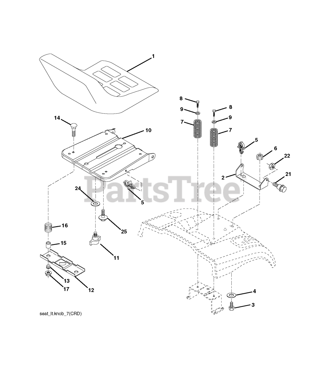 Husqvarna Cth 171 960610184 02 Husqvarna Lawn Tractor 2007 05 Seat Parts Lookup With 7729