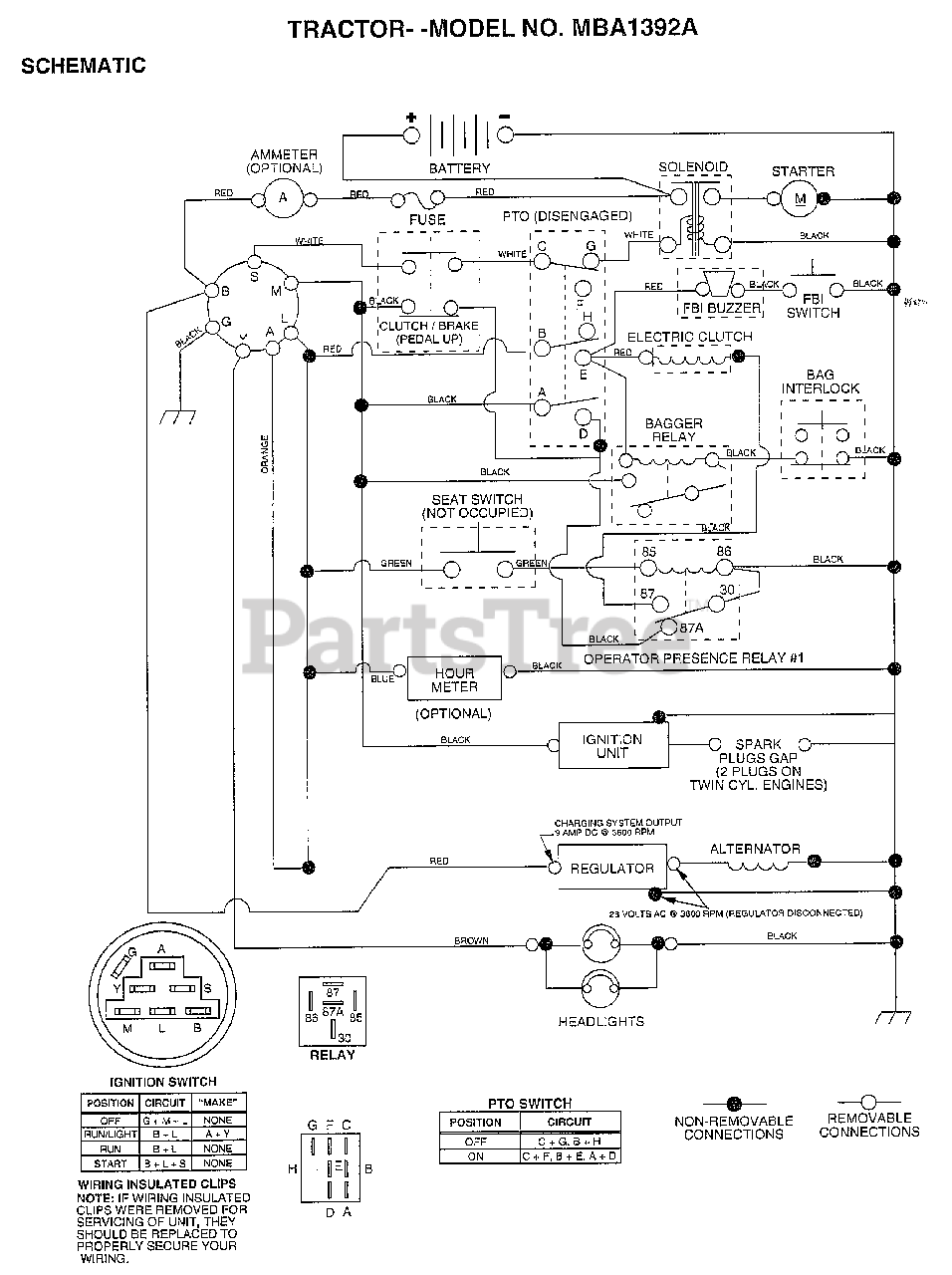 Murray MBA 1392 A - Murray Lawn Tractor SCHEMATIC Parts Lookup with ...