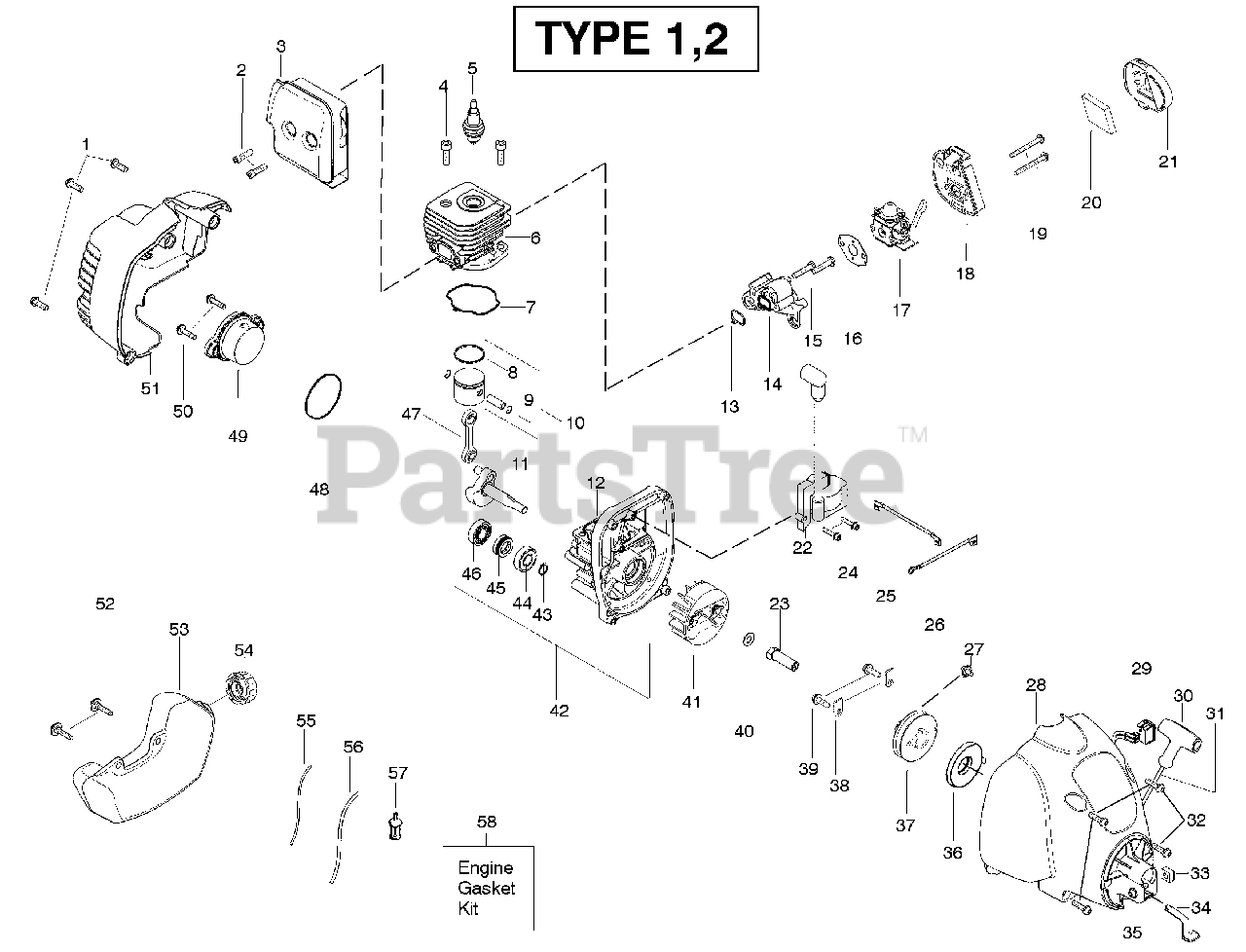 Weed Eater XT 260 - Weed Eater String Trimmer, Type 2 Engine Type 1,2 ...