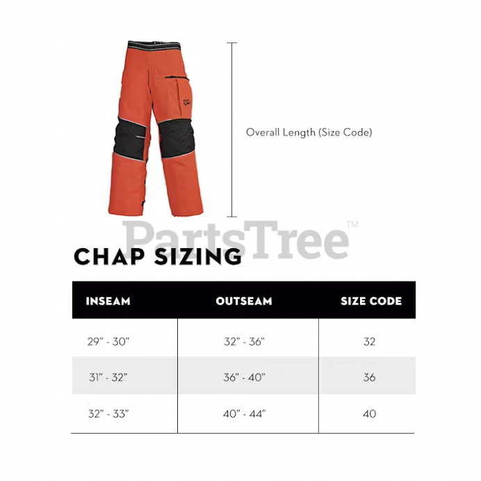 STI 0463-092-0201 SIZING - Chaps Sizing Chart (Slide 2 of 2)