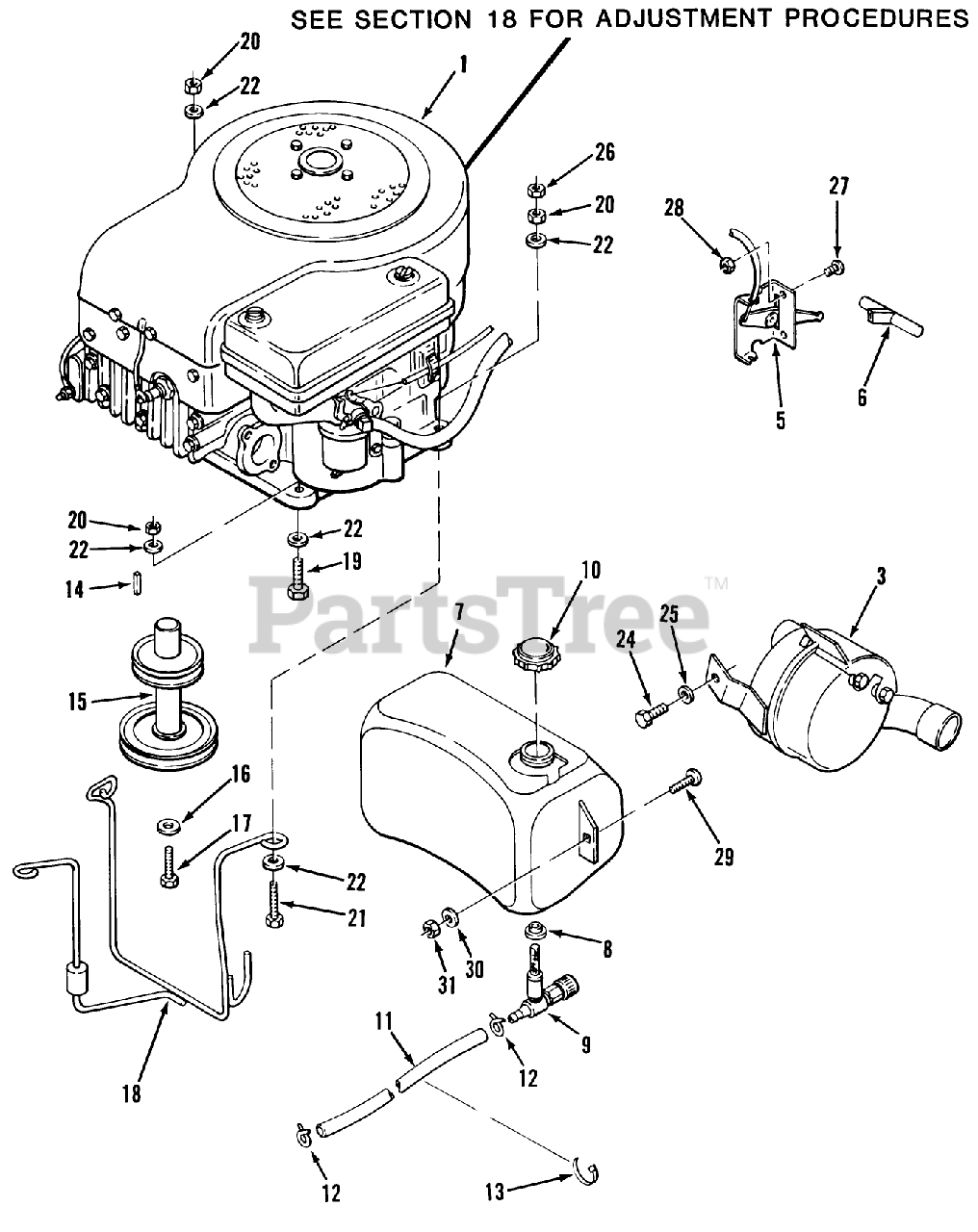 Toro 32-11B501 (211-5) - Toro Lawn Tractor (1987) ENGINE, FUEL ...