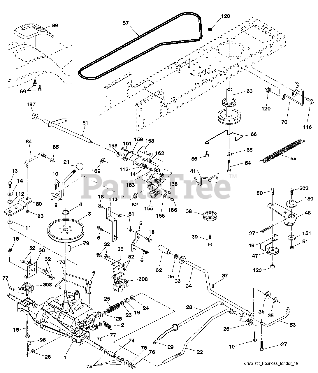 Poulan PXT 12538 (960160022-00) - Poulan XT Lawn Tractor (2009-11 ...