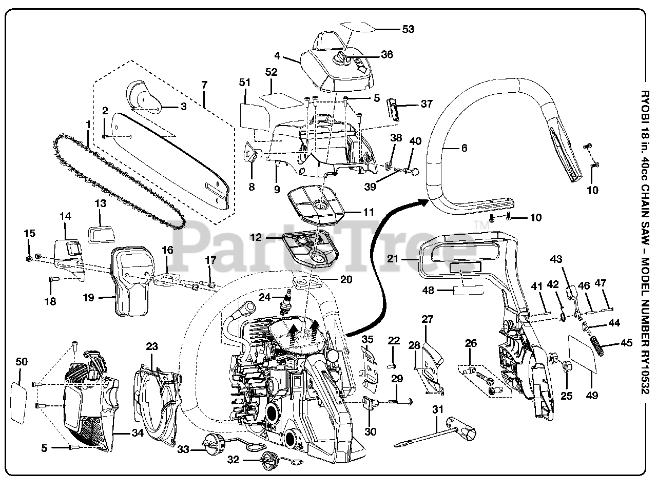 Ryobi Chainsaw Parts Diagram