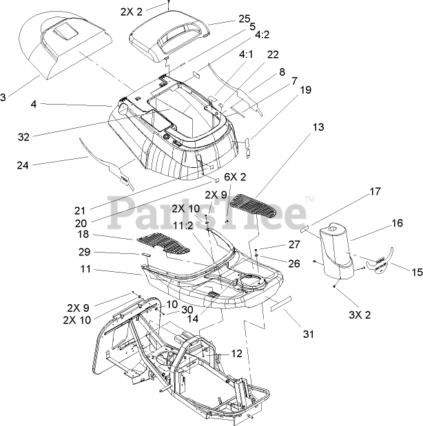 Toro 70185 (G 132) - Toro Rear-Engine Riding Mower (SN: 260000001 ...