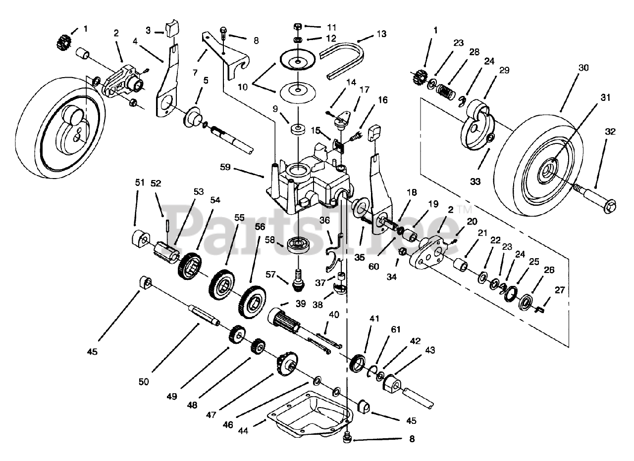 Toro 20439 Toro Walk Behind Mower Sn 049000001 049999999 1994 Gear Case Assembly Parts