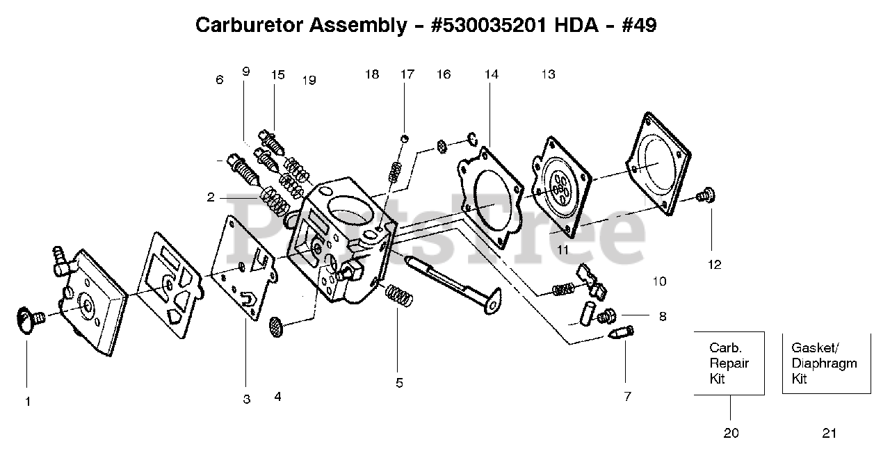 Poulan Pro PP 365 Poulan Pro Chainsaw Carburetor HDA 49 Parts Lookup