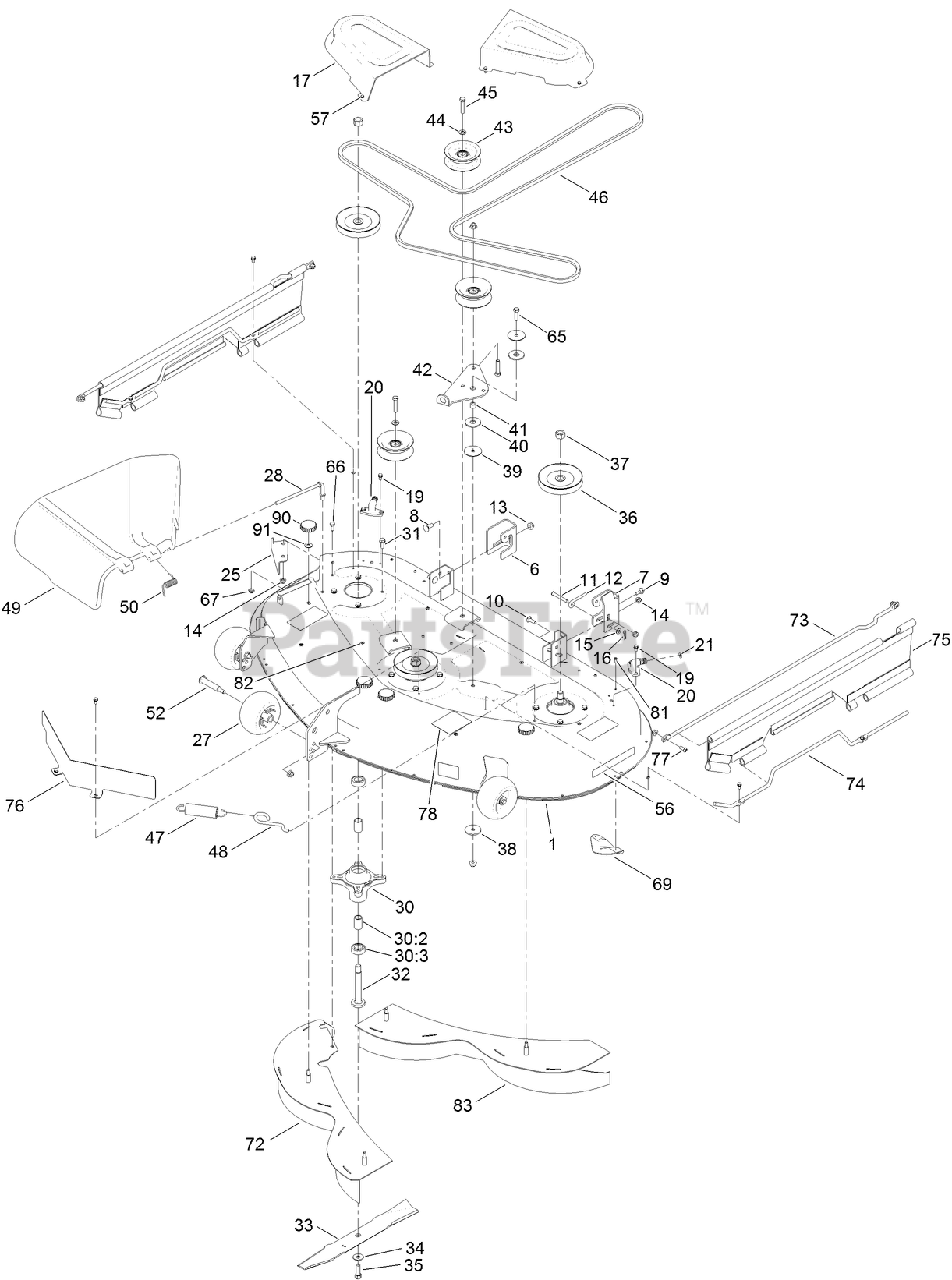 Toro timecutter 50 2025 inch deck parts