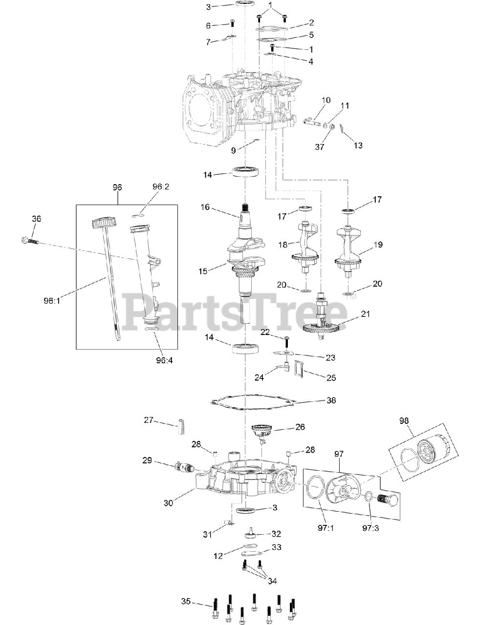 Toro 133-9971 - Toro Service Kit for LC1P92F1 Engine CRANKCASE ASSEMBLY ...