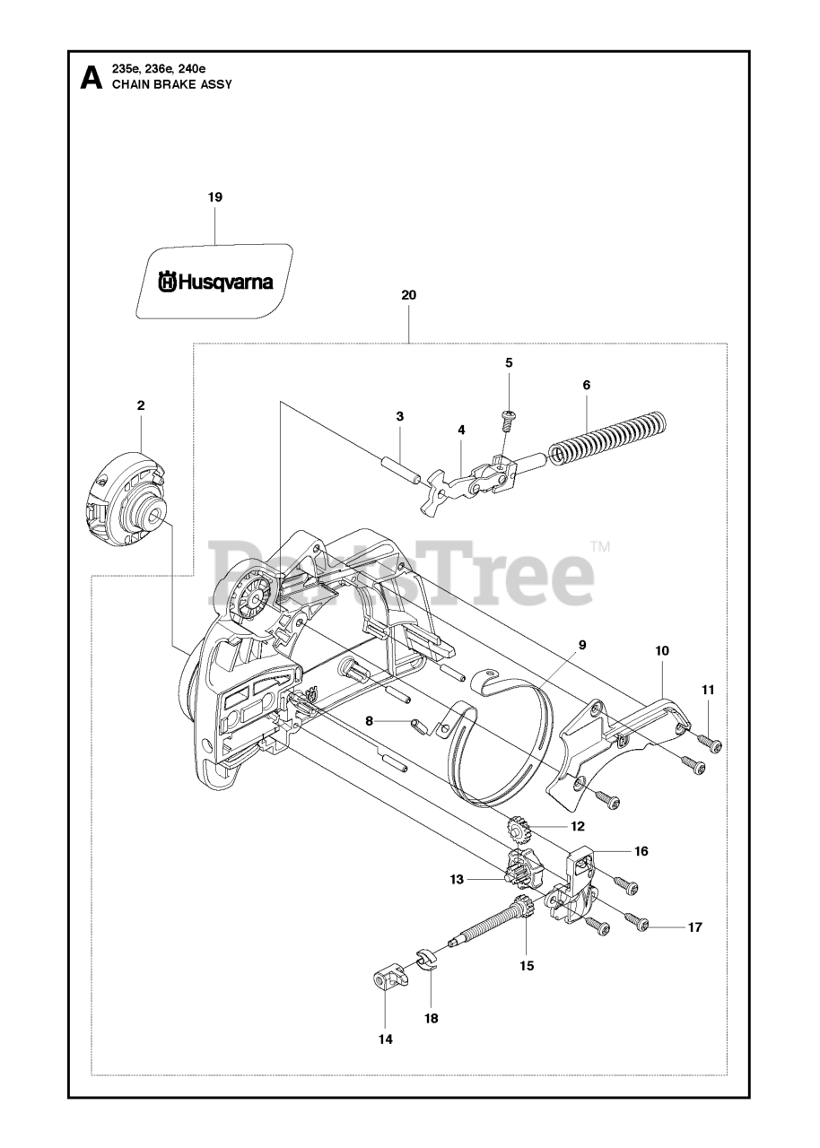 Husqvarna 235 E Husqvarna Chainsaw Sn 20101400001 20144000000 Chain Brake 2 Parts Lookup