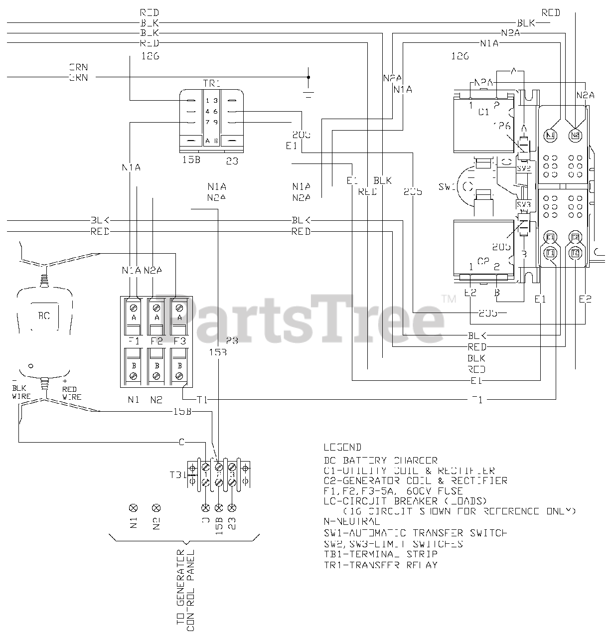 Generac Rtsf100a1 Generac Power Transfer Switch Sn 16 Wiring Diagram 0g7958 A Parts Lookup With Diagrams Partstree