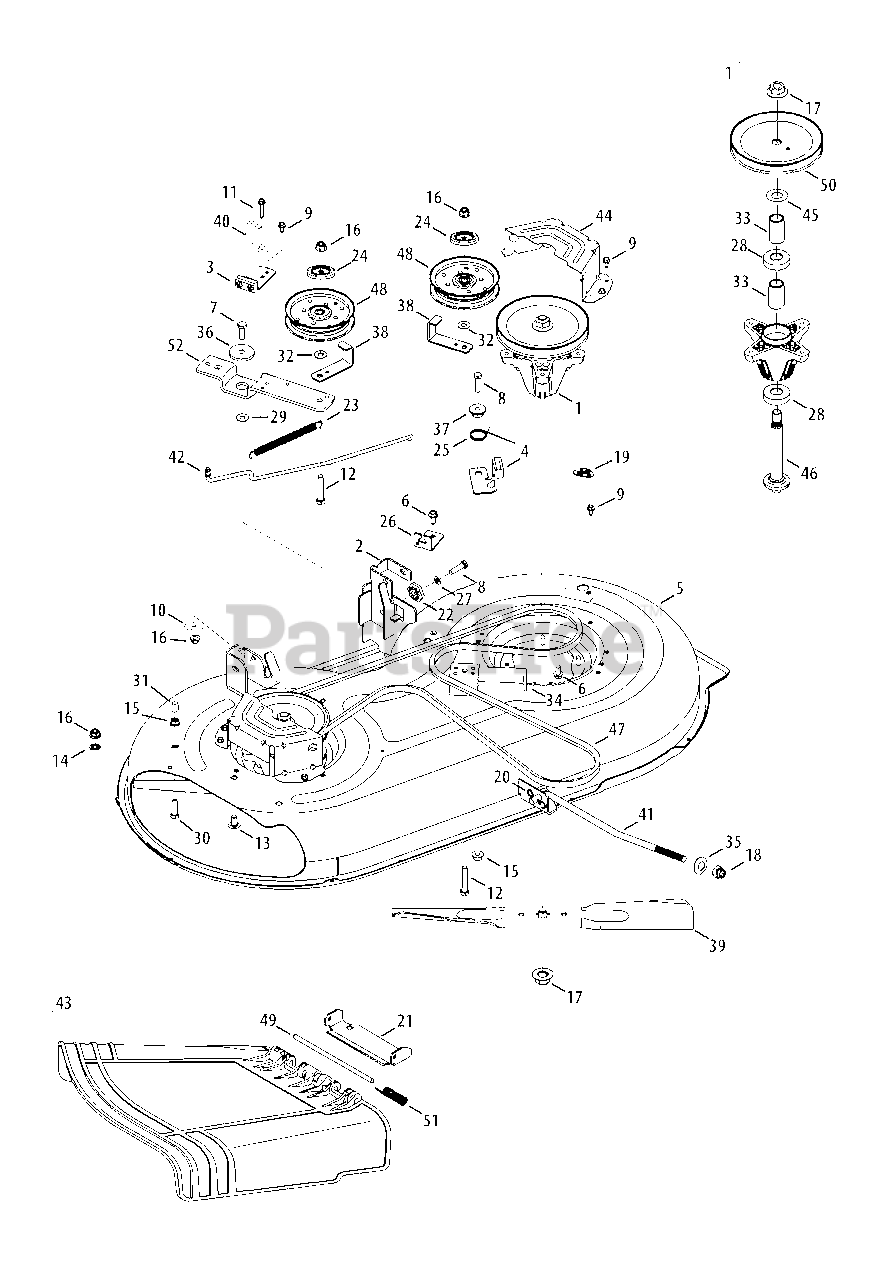 Craftsman lt 1500 store mower deck parts