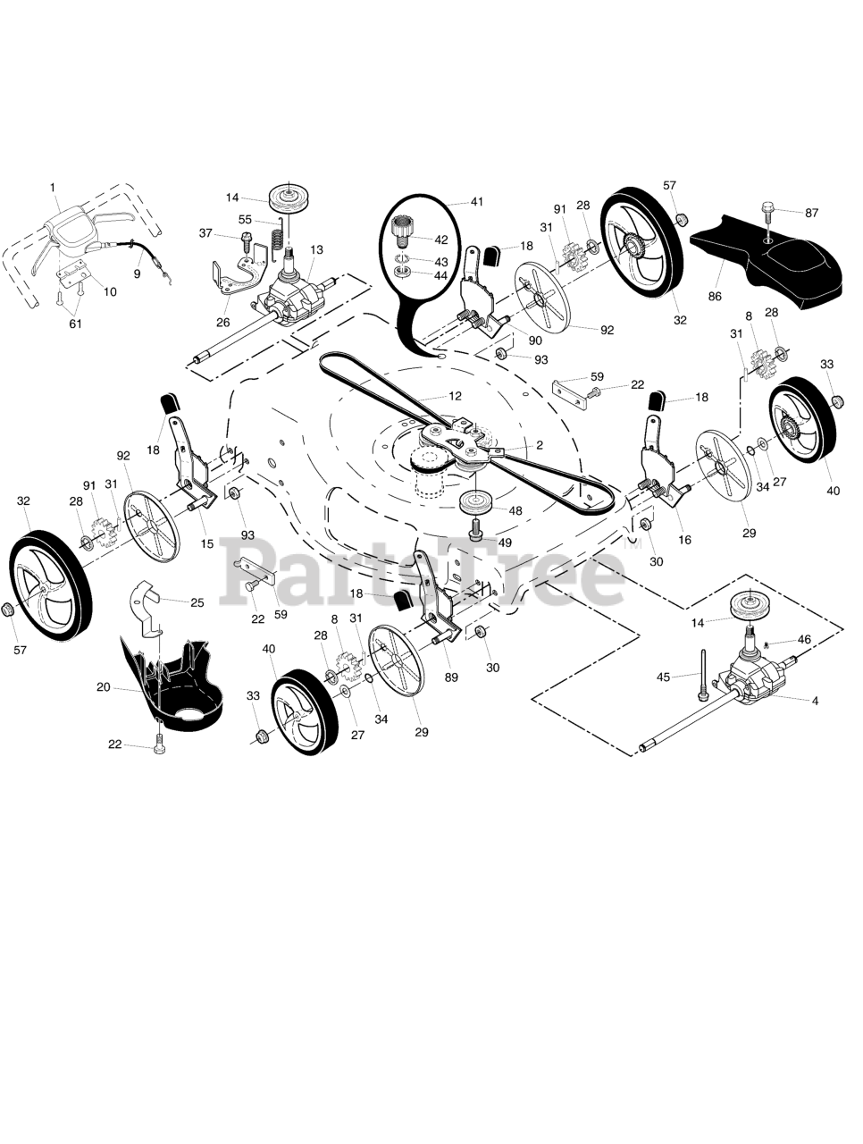 Snapper SP 110 961440011 00 Snapper 22 Walk Behind Mower 3 N 1 AWD 160 Series Briggs 2691562Transmission Wheels Parts Lookup with Diagrams PartsTree