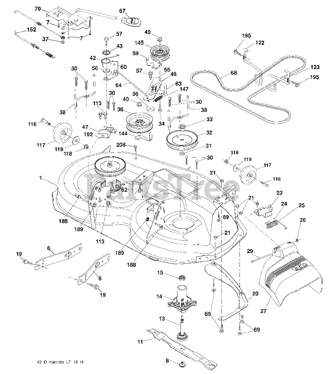 Poulan 38 inch riding 2024 mower drive belt diagram