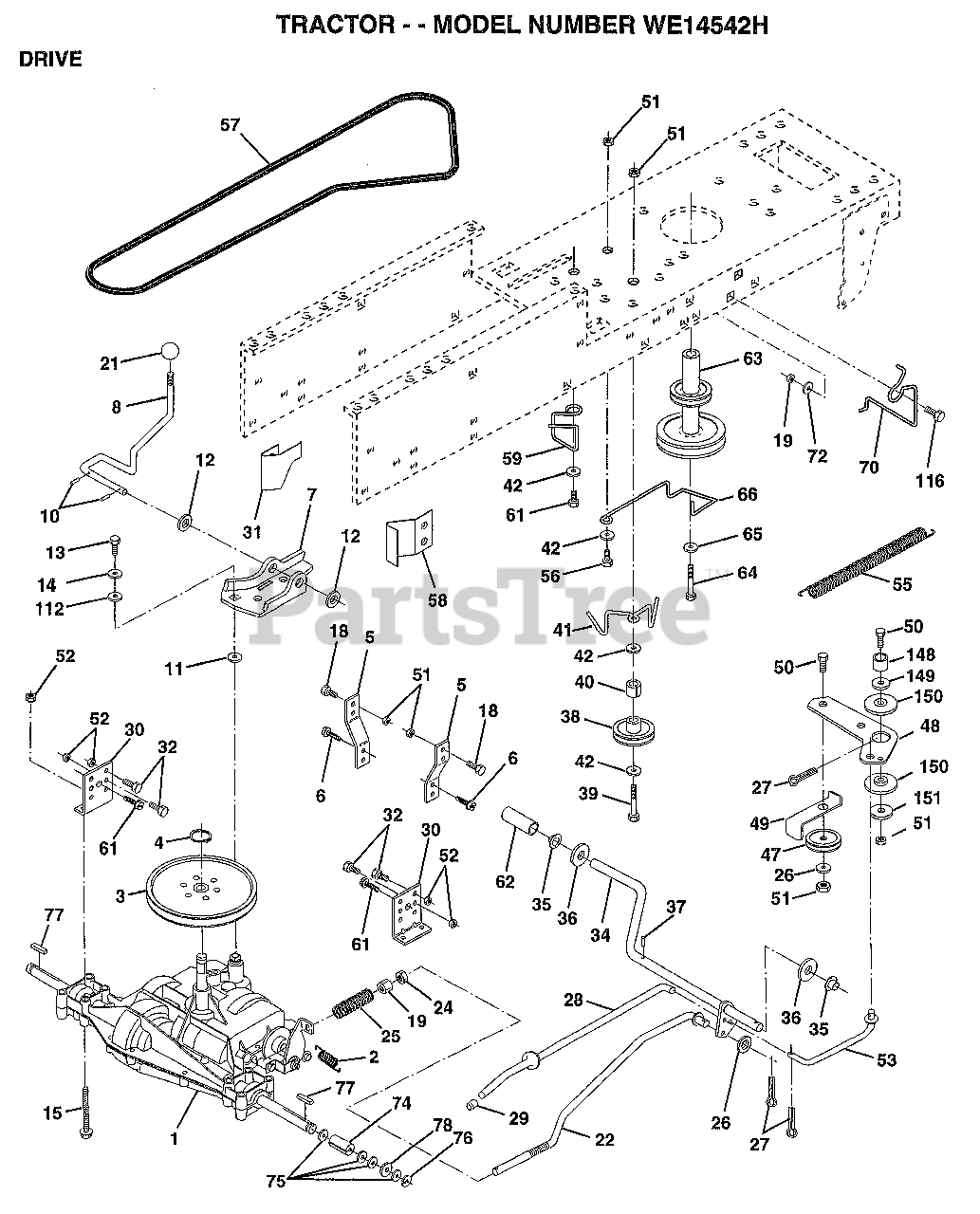 Weed Eater WE 14542 GH - Weed Eater Lawn Tractor DRIVE Parts Lookup ...