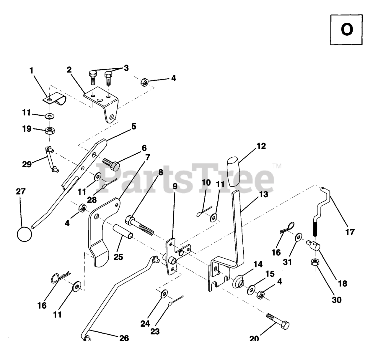 Husqvarna LT 120 - Husqvarna Lawn Tractor (1995-03) MOWER LIFT LEVER ...