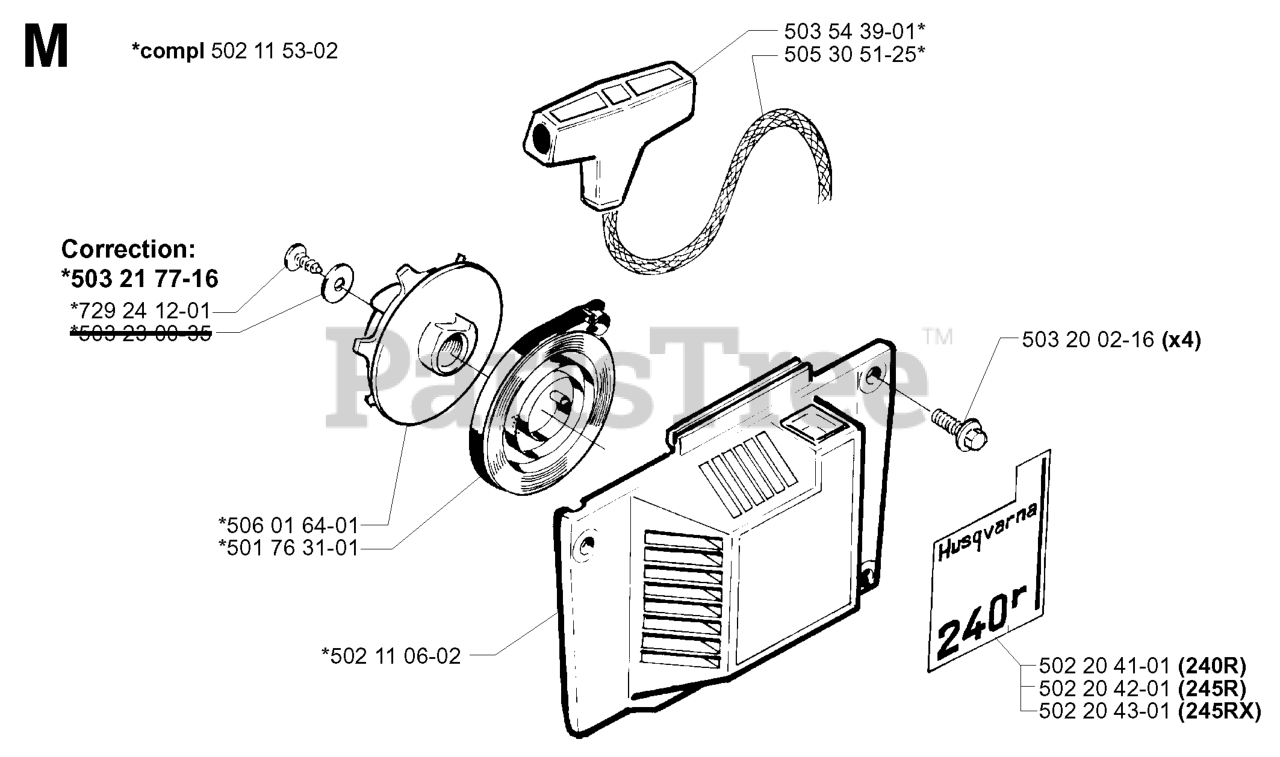 Husqvarna 240 Husqvarna String Trimmer Sn 20010100001 And Above Starter Parts Lookup With