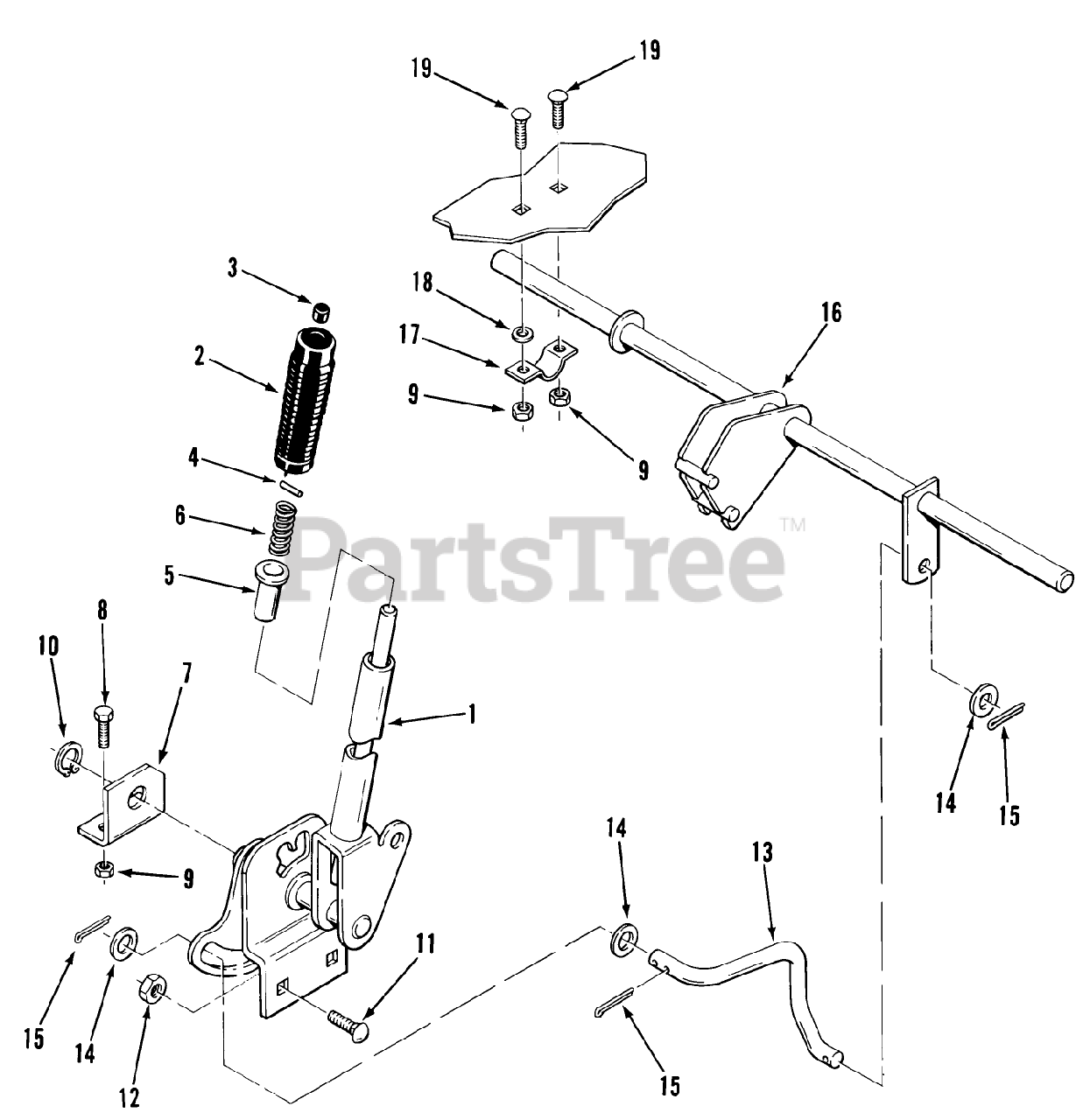 Toro A2-164201 (LT-1642) - Toro Lawn Tractor (1982) ATTACHMENT LIFT ...