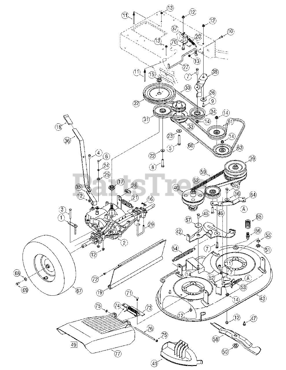 Craftsman 247.889330 (12A-764M799) - Craftsman Walk-Behind Mower (2007 ...