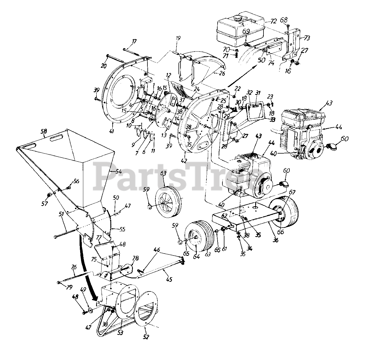 Craftsman 247.795861 (245-650C099) - Craftsman Chipper Shredder (1995 ...