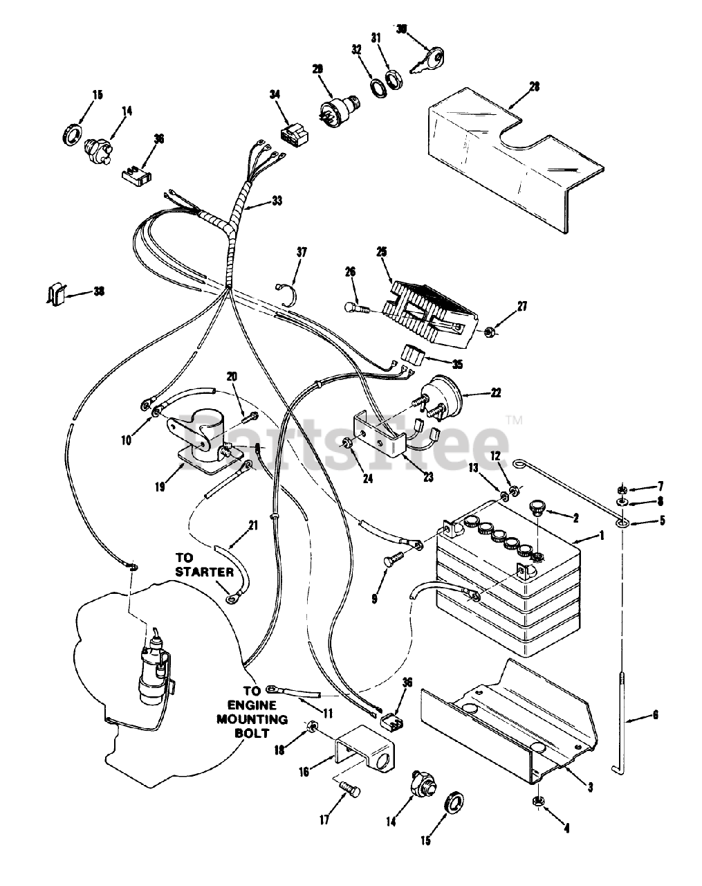 Toro 71-16K802 (C-160) - Toro Lawn Tractor (1977) ELECTRICAL SYSTEM ...