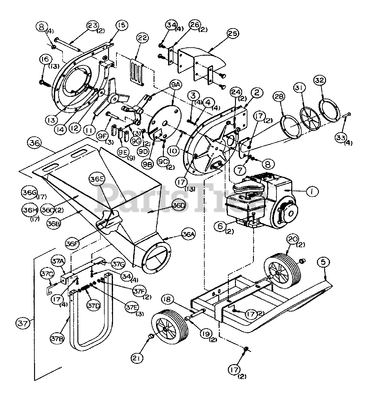 Snapper LS 5000 (80456) - Snapper Leaf Shredder Chipper, 5hp General ...