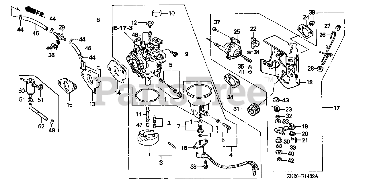 Honda Parts on the CARBURETOR (1) Diagram for GX240 K1 ...