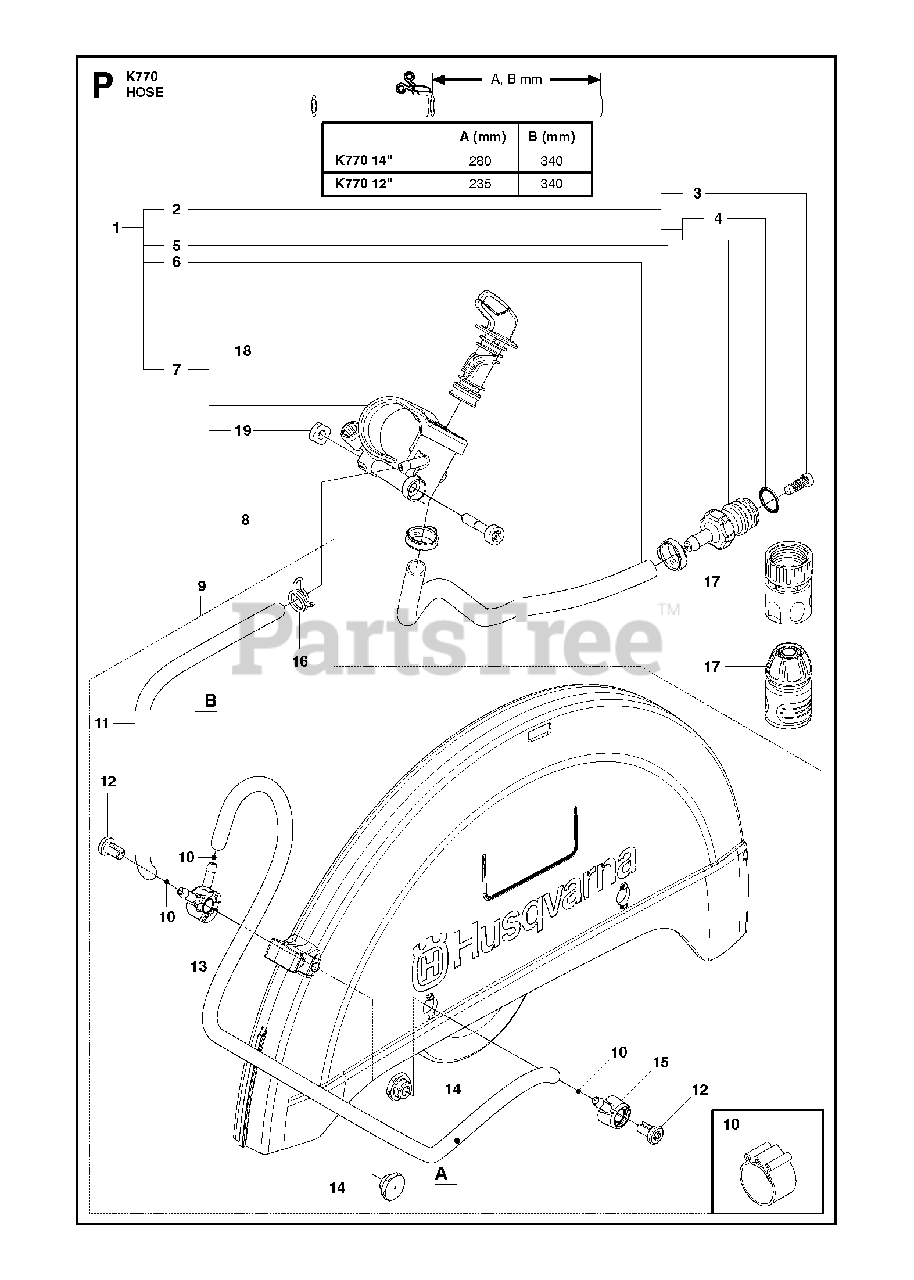 Husqvarna K 770 Husqvarna CutOff Saw (201711) HOSE Parts Lookup