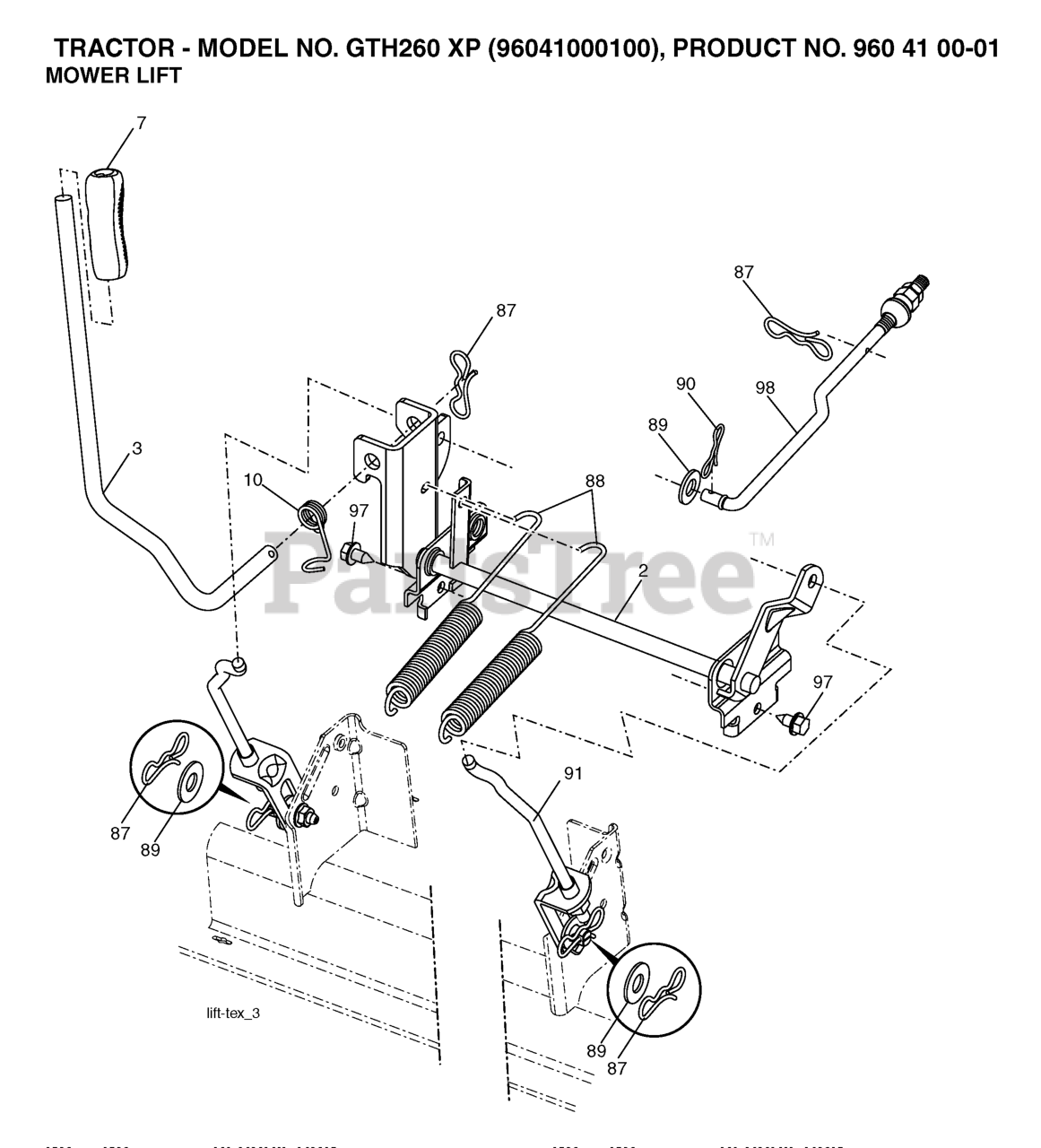 Husqvarna GTH 260 XP 960410001 00 Husqvarna Garden Tractor 2006 01 MOWER LIFT DECK LIFT