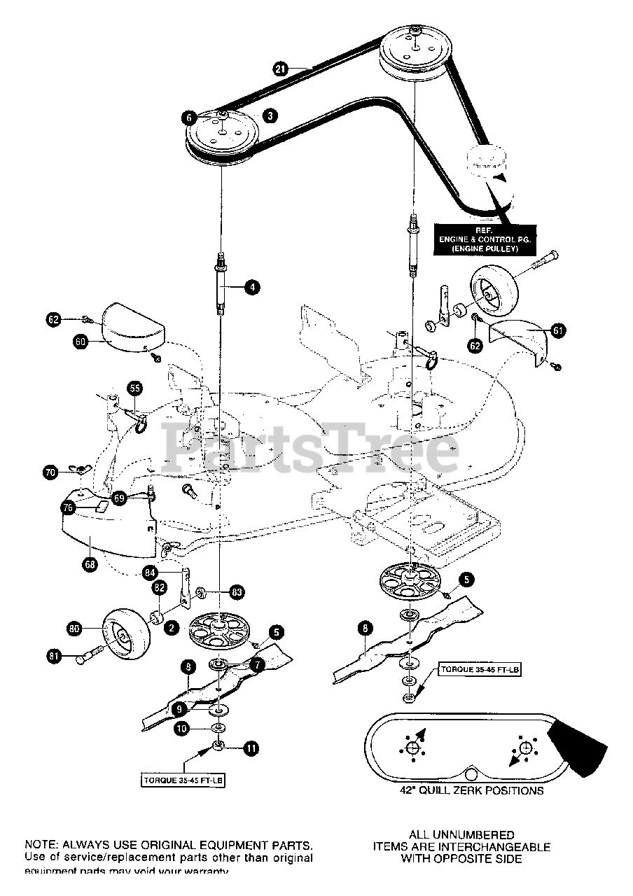 Scotts 42502x8C Scotts 42" Lawn Tractor (2000) Deck Assembly (part 2