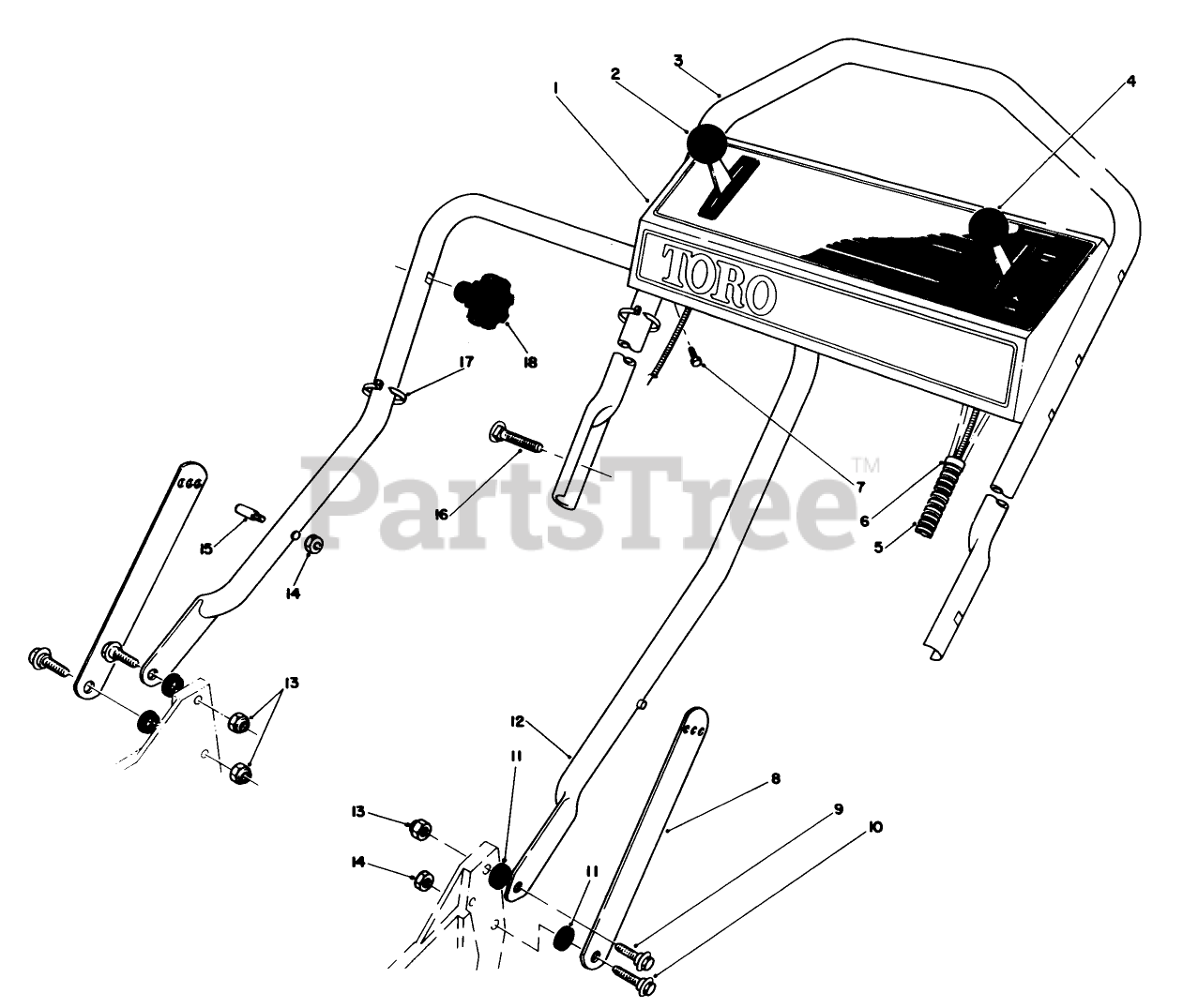 Toro 59126 Toro Dethatcher Kit for Rear Baggers HANDLE ASSEMBLY