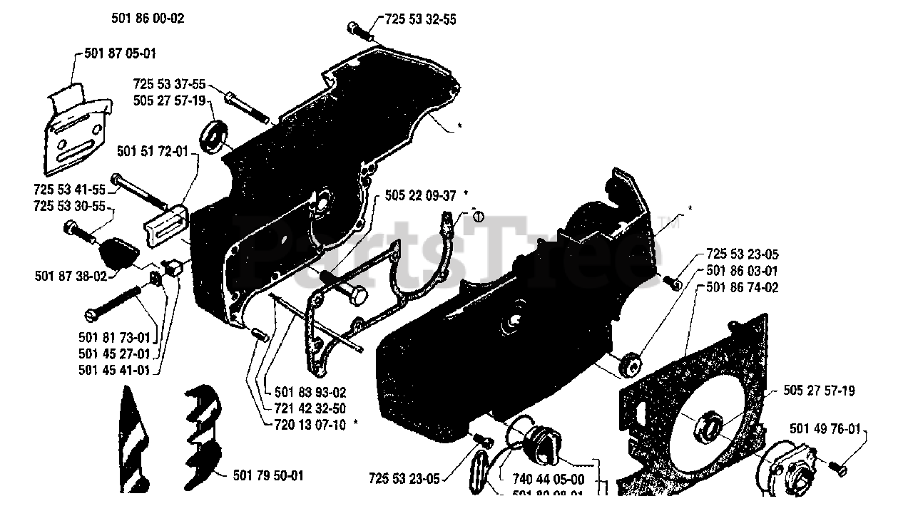 Husqvarna 254 - Husqvarna Chainsaw (1986-04) Crankcase Assembly Parts