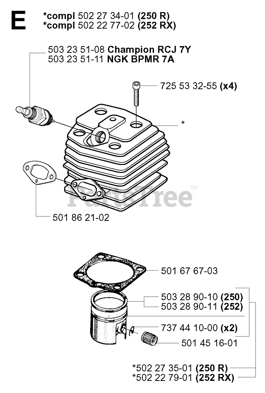 Husqvarna 252 Rx Husqvarna String Trimmer Sn 20011800001 20023100000 Cylinder Piston 2207