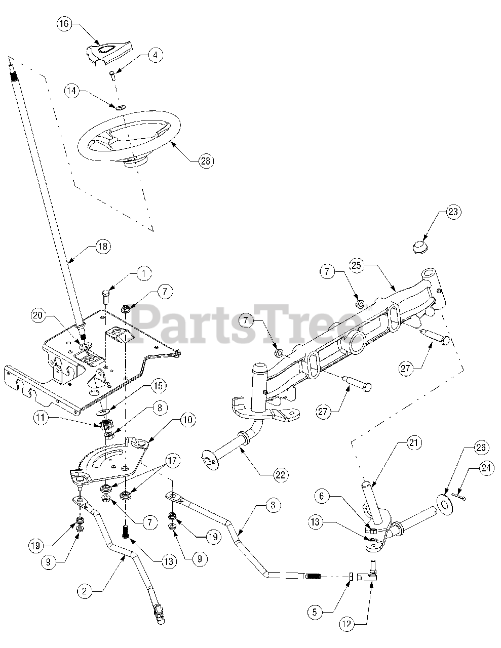 Cub Cadet GT 1554 (14AK13BK710) Cub Cadet 54" Garden Tractor Steering