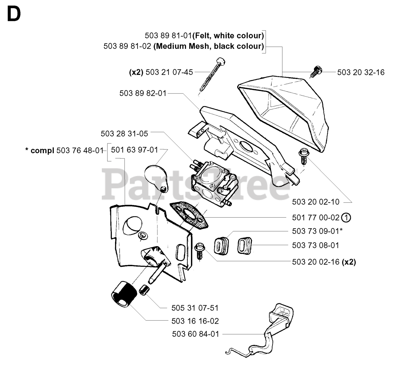 Husqvarna 55 Husqvarna Chainsaw Sn 20040100001 20051400000 Carburetor And Air Filter Parts